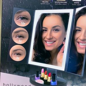 Full Size Portable Tri-Fold LED Mirror